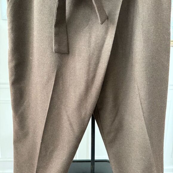 Luukaa Brown Trousers Taper Slightly Cropped Crossfront Tie Sash $180 12 - Picture 3 of 9